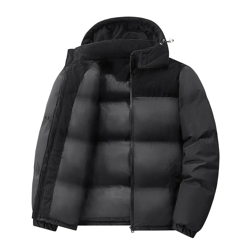 Signature Tunica Men's Oversize Puffer Thickened Warm Loose-Fit Winter Black Coat 1
