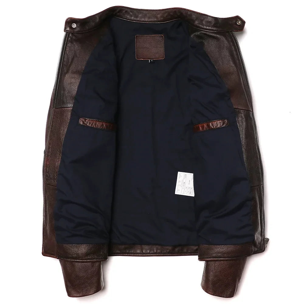 Signature Tunica Men's Vintage Brown Genuine Leather Biker Jacket